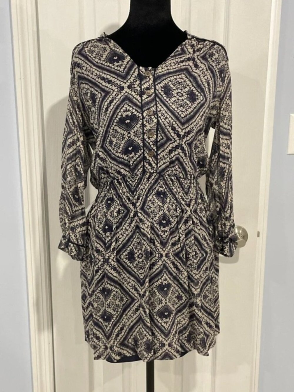 Club Monaco Women’s Navy Ivory Shirt Dress 0